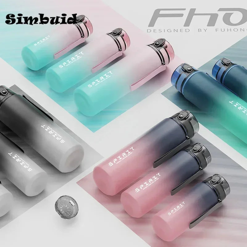 500ml/650ml/1000ml Sports Water Bottle Leak Proof Colorful Plastic Cup